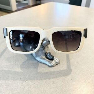 LINDA Farrow Luxe Leather Wrapped & Mat Black Sunglasses